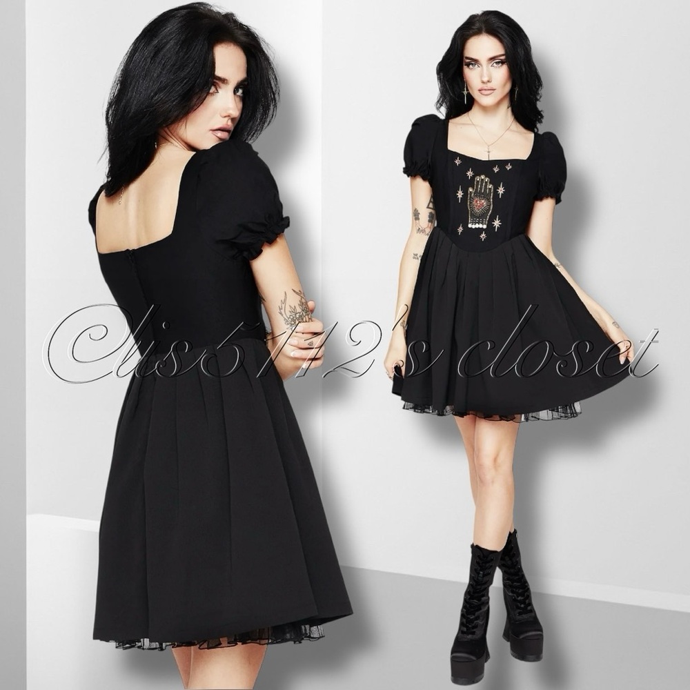 Disturbia Ingrid Embroidered Hand Applique Babydoll Corset Mini Dress Size 14 1X - Picture 3 of 16